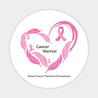 Breast cancer warrior with feathers, ribbons & black type Magnet